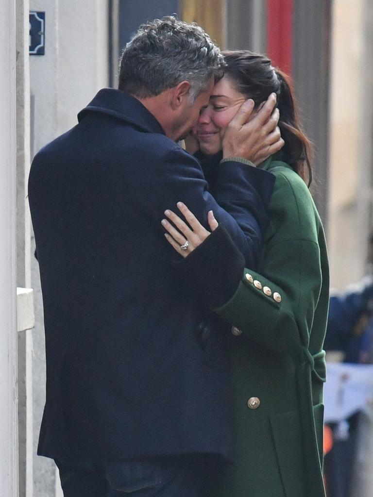 Love birds Erica Packer and Enrique Martinez walk in the streets of Paris. Picture: Backgrid