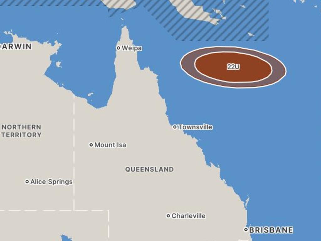 There is a high risk 22U will form a tropical cyclone. Picture: Bureau of Meteorology