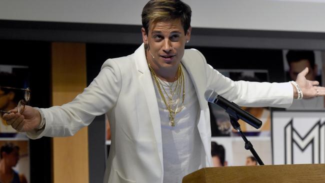 Right-wing (some say all-right) commentator Milo Yiannopoulos was scheduled to give a talk at the University of California, Berkeley but protesters forced a cancellation. (Pic: Jeremy Papasso/Daily Camera via AP)