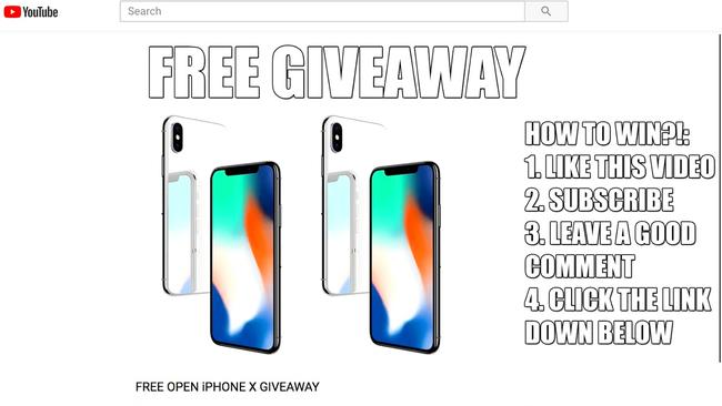 This iPhone X ‘giveaway’ was published on YouTube.