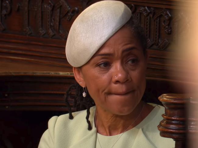 Meghan’s mother Doria Ragland was the only member of the bride’s family at the wedding. Picture: BBC