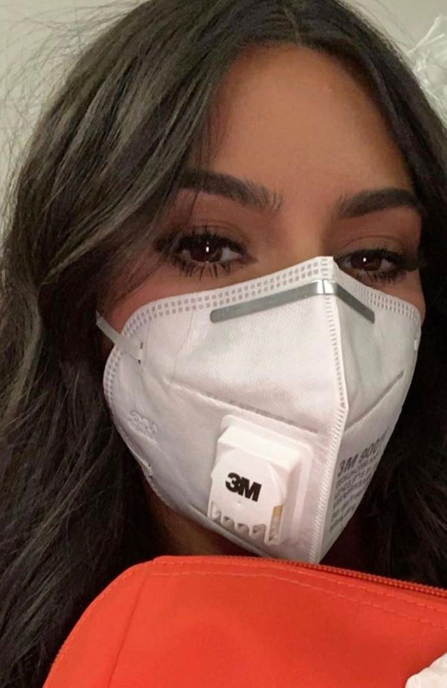 Isolation. Kim Kardashian West wears a mask for coronavirus protection. Picture: Instagram