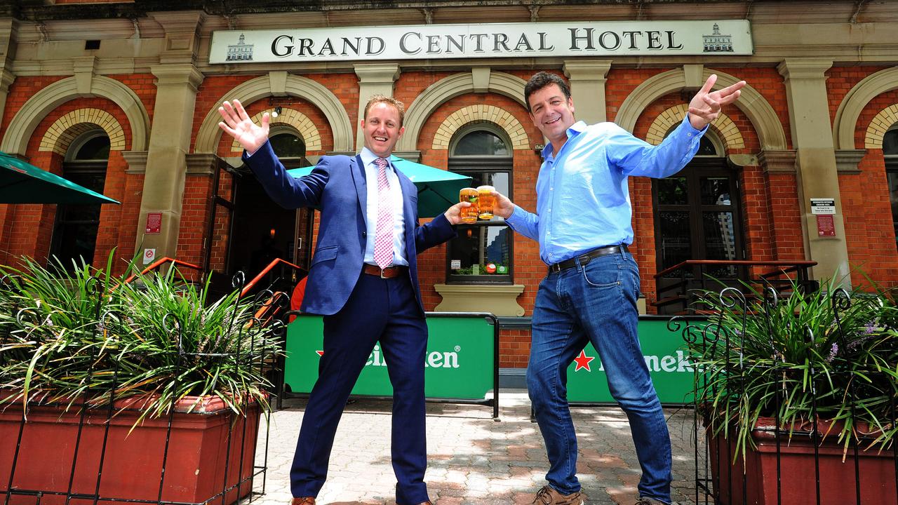 CBRE’s Paul Fraser and Pelethon Management Group managing director Jaz Mooney at the Grand Central Hotel.