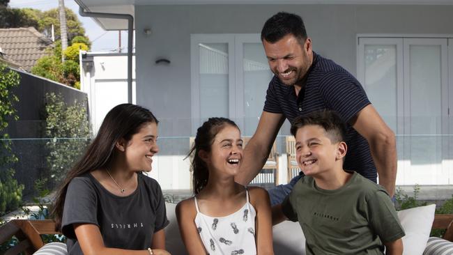 Simone, Zara and Jack having a laugh that Jack’s father John used to use the slang “choice” to mean “good”. Picture: AAP/Emma Brasier