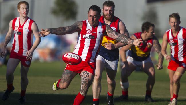 North Footscray coach Jonathan Miller has not lost faith in his team. Picture: Richard Serong