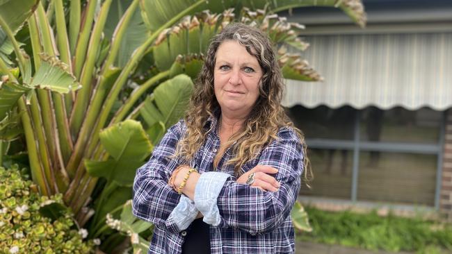 Paralowie mother Julie Day says her house is swamped by dust when trucks go by. Picture: Brinley Duggan