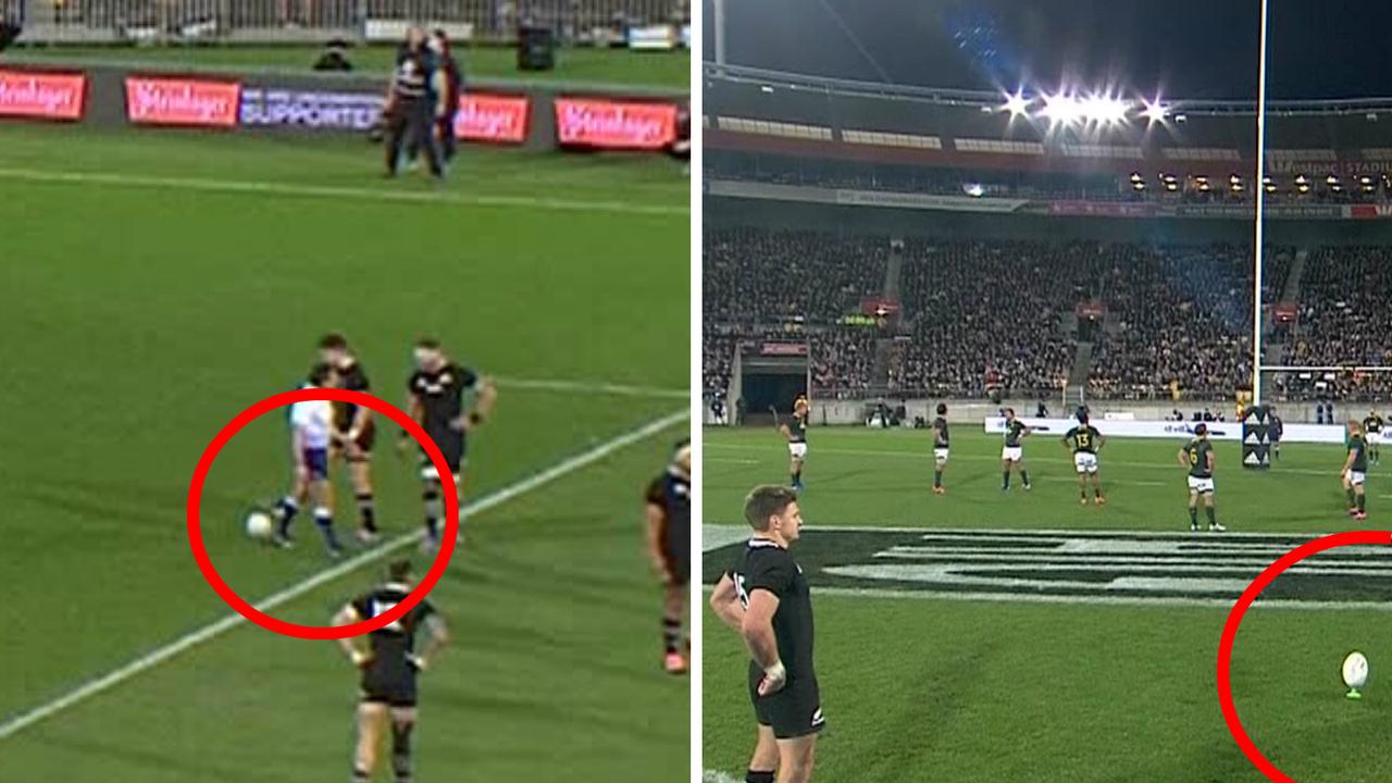 Beauden Barrett nudged the ball forward three metres closer to the goal ahead of his 49th minute penalty.