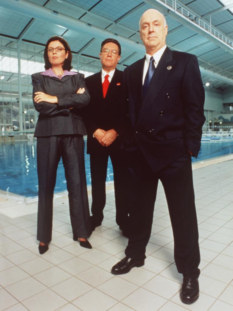 Riley also became well-known for her humour. Here she is with Dawe and Clarke in “The Games,” 2000. Picture: Supplied