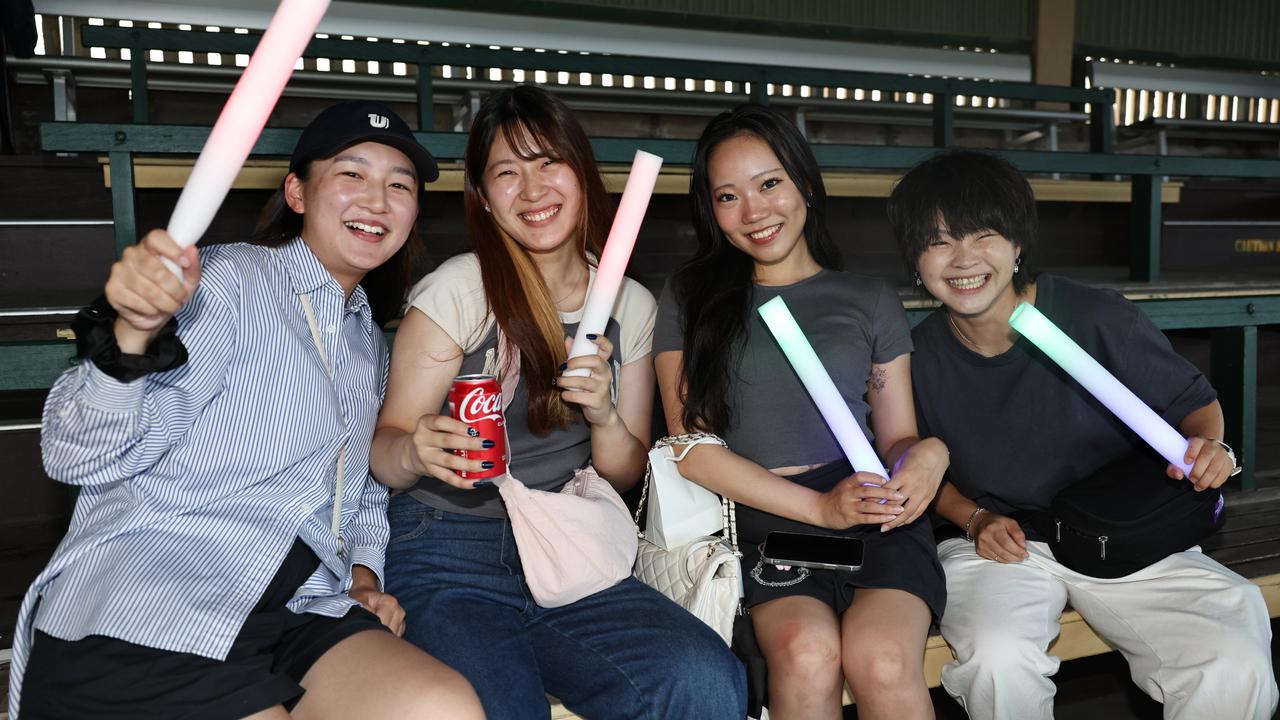 Misaki Kagawa, Yuna Toyama, Yuina Ogata and Hikaru Kwaguchi at the Cairns Churches Joy to the World Community Carols, held at the Cairns Showgrounds. Picture: Brendan Radke