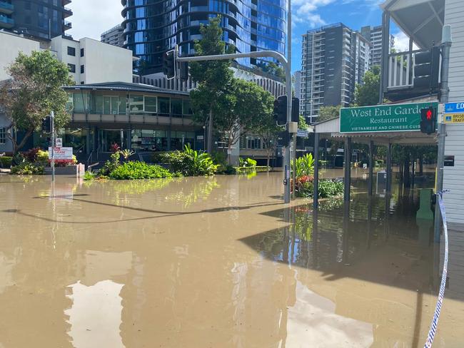 Flooding at West End Garden Restaurant on Boundary Rd. Picture: Facebook/Amy MacMahon