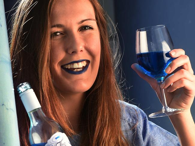 Eliza Smith holds some Blue Wine.Picture:Rob Leeson.