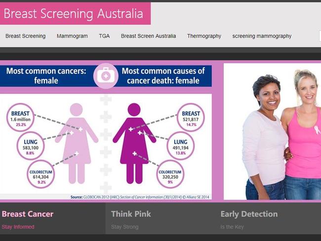 Breast Screening Australia, which is providing false and misleading information according to Breast Cancer Network Australia.