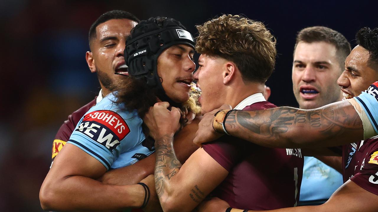 Luai and Reece Walsh were both sent off in a fiery finish to the second Origin encounter this year. Picture; Chris Hyde/Getty Images