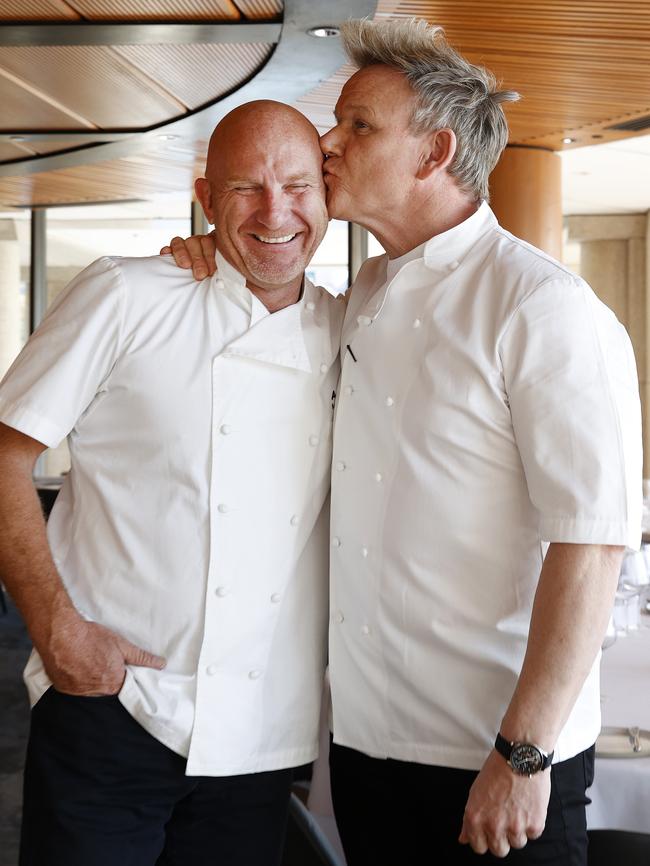 Foodie friends: Gordon Ramsay and Matt Moran. Picture: Jonathan Ng