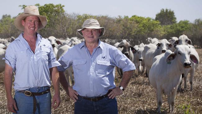 AACo chairman Donald McGauchie, right, with Tim Milne, station manager of Labelle Downs. Picture: Peter Eve