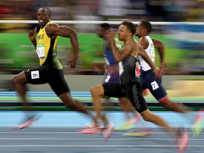 RIO DE JANEIRO, BRAZIL - AUGUST 14: Usain Bolt of Jamaica competes in the Men's 100 meter semifinal on Day 9 of the Rio 2016 Olympic Games at the Olympic Stadium on August 14, 2016 in Rio de Janeiro, Brazil. (Photo by Cameron Spencer/Getty Images)