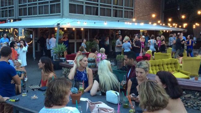 The Sunk cocktail bar at Narrabeen RSL club includes an outdoor seating area where live music was played.