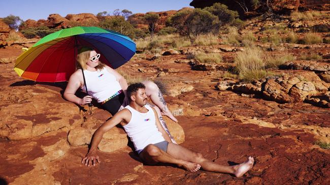 Comfy undies and iconic views have teamed up to deliver a colourful campaign celebrating the Territoryâs diversity. The campaign for Bondsâ latest Pride range â including chestys, undies, and bras â is set against the rich red of the Central Australian landscape with the help of Tourism NT.