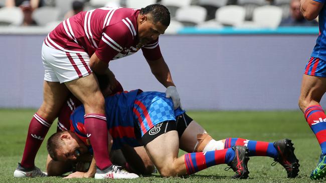 Hoppa’s shocker at the Legends of League tournament at Central Coast Stadium. Picture: Tim Hunter.