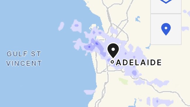 The Bureau of Meteorology radar at 5am on Friday, showing the light rain during the Vinnies CEO Sleepout