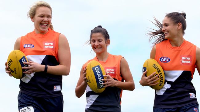 Phoebe McWilliams, Jessica Dal Pos and Louise Stephenson were poached by GWS for the AFL Women's League. Pic: Adam Taylor