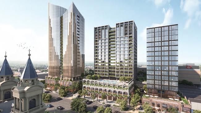 Artist's impressions of Gurner development at the former Australia Post site on Grote St in Adelaide. Picture: Elenberg Fraser