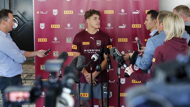 Reece Walsh faces his first Origin grilling. Picture: Josh Woning