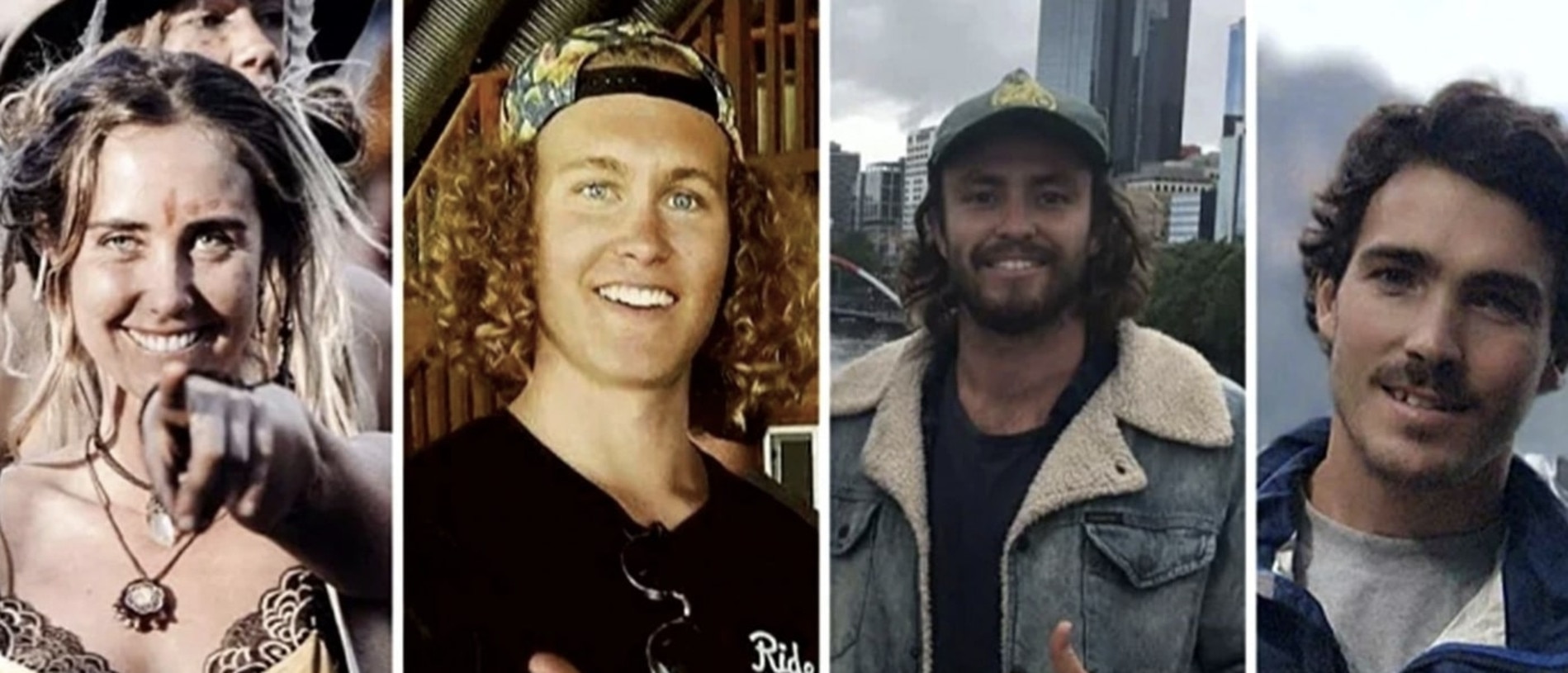 Missing Australians Steph Weisse, Jordan Short, Elliot Foote, and Will Teagle. Picture: Supplied