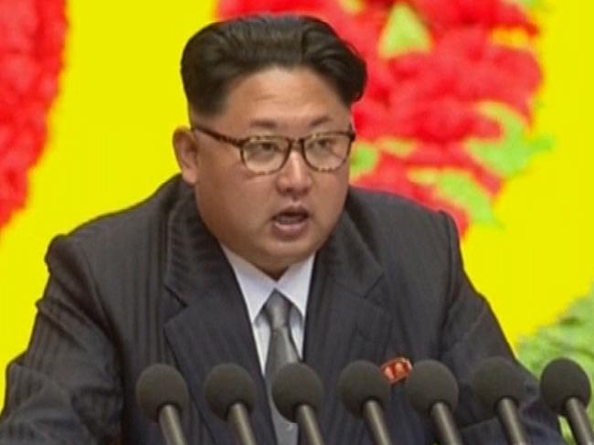 In this image made from video by North Korean broadcaster KRT, North Korean leader Kim Jong Un speaks at the party congress in Pyongyang, North Korea, Sunday, May 8, 2016. North Korea will not use its nuclear weapons first unless its sovereignty is invaded, state media on Sunday quoted Kim as saying during a critical ruling party congress. Kim also said he is ready to improve ties with "hostile" nations in a diplomatic overture in the face of international pressure over its recent nuclear test and long-range rocket launch. He called for more talks with rival South Korea to reduce misunderstanding and distrust between them and urged the United States to stay away from inter-Korean issues, according to the official Korean Central News Agency. (KRT via AP Video) NORTH KOREA OUT