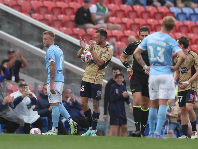 James Jeggo was handed a red card for his actions. Picture: Getty Images