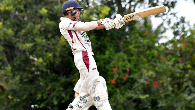 Toombul batsman Lachlan Mark Cricket action between Toombul and Wests. Saturday December 17, 2022. Picture: John Gass