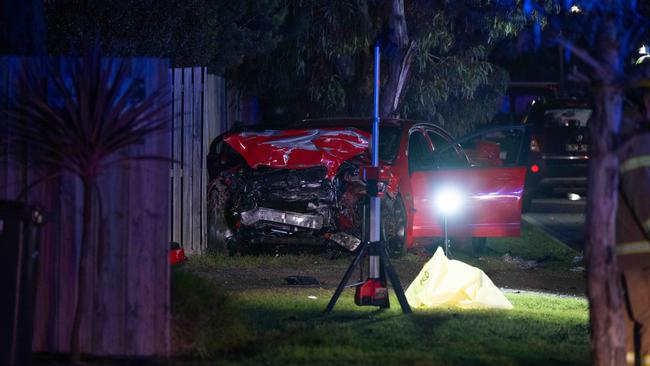 Emergency services at the scene of a collision in Marshall. Picture: Brad Fleet.