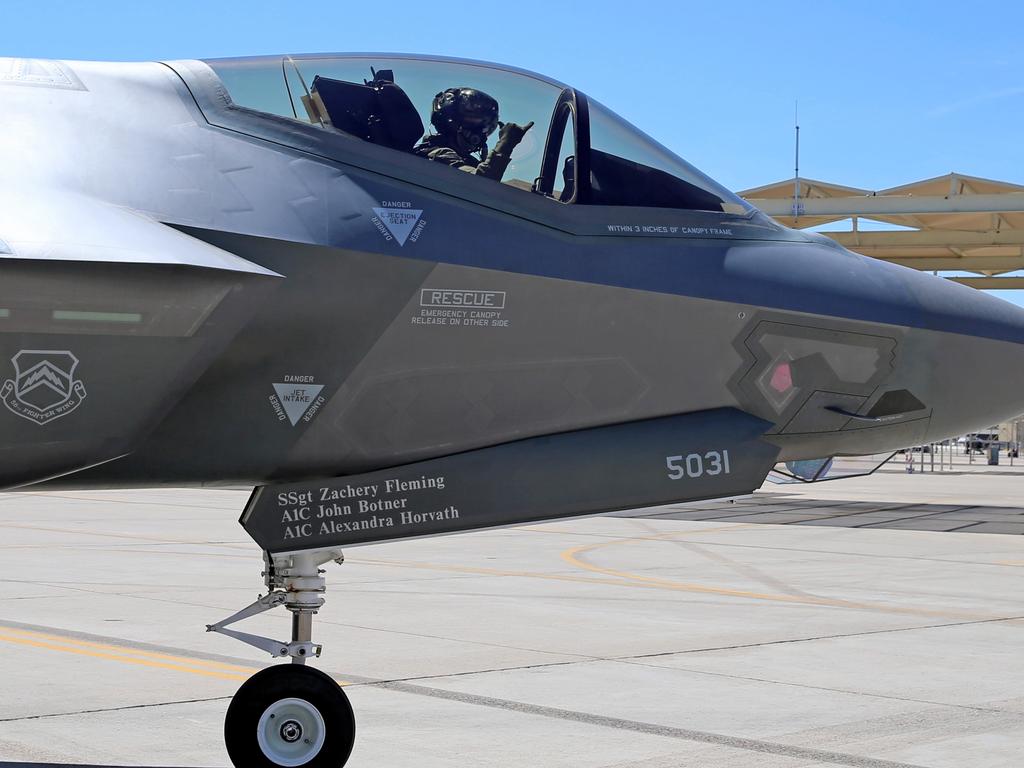 Australian Pilots training in the F35 fighter Jets Luke Airforce Base in Phoenix Arizona. Squadron leader Wing Commander Darren Clare before wheels up. Picture: Nathan Edwards
