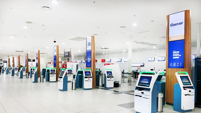 A deserted Gold Coast Airport yesterday, Friday March 20.