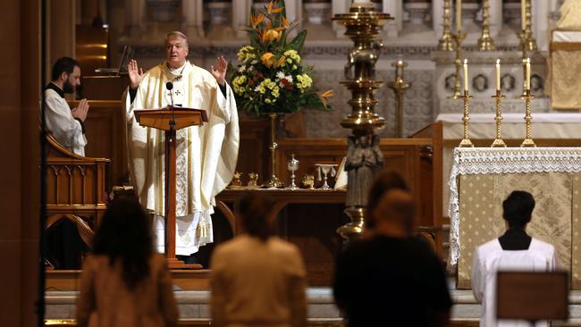 Archbishop Anthony Fisher officiates mass earlier this month. Picture: Jane Dempster