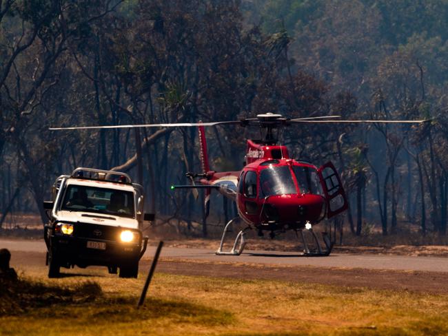 Another day of extreme fire conditions sees numerous fires across Darwin's rural regions. A Gunn Point Road was quickly brought under control by numerous appliances working in windy conditions.Picture: Che Chorley