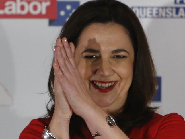 Queensland Premier Annastacia Palaszczuk thanks supporters at the Oxley Golf Club during the 2017 Queensland State Election, Brisbane, Queensland, Saturday, November 25, 2017. (AAP Image/Glenn Hunt) NO ARCHIVING