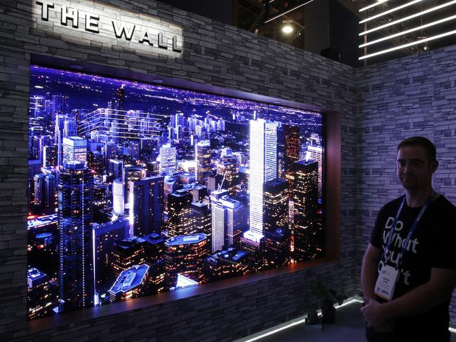 Samsung's "The Wall" modular television. Pic: AP Photo/John Locher.