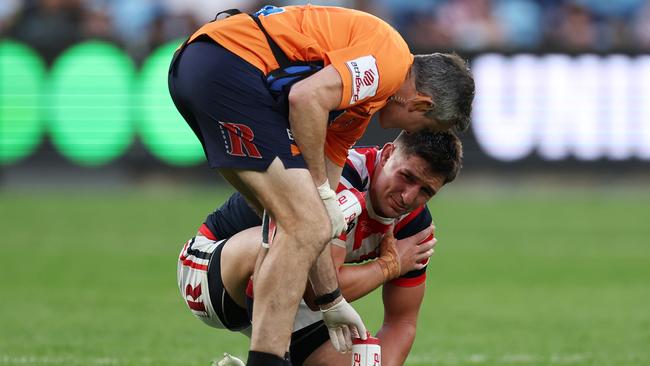 Victor Radley has been named on an extended bench for the Roosters just a few weeks after he fractured his left scapula. Picture: Cameron Spencer/Getty Images