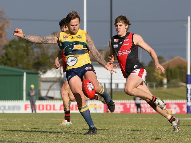 SANFL: Round 11 2018 Woodville-West Torrens Football Club 'Eagles' v West Adelaide Football Club 'Bloods' at Woodville Oval on Sat 16 June 2018.  Eagles Player #31 Scott Lewis. (AAP/Emma Brasier)