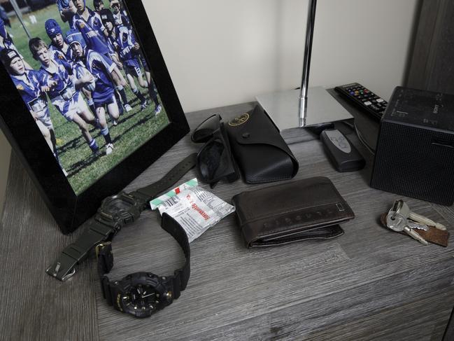 Ethan Day’s bedside table at the family home in Tumut. Picture: Sean Davey