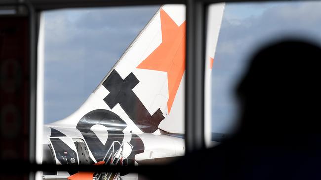 Seventeen flights were listed as arriving in Sydney from virus-riddled Melbourne, but 14 of those appeared as ‘cancelled’ on Tuesday morning. Picture: NCA NewsWire / Bianca De Marchi