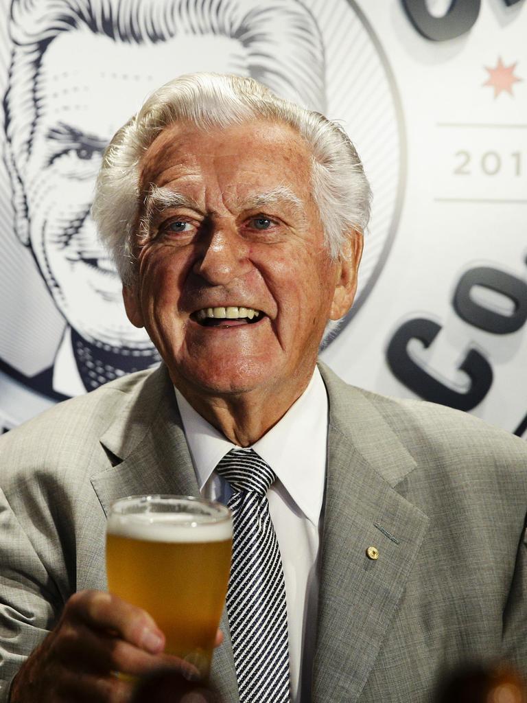 Former Australian Prime Minister, The Hon. Bob Hawke, is adored by Australians for his ability to drink big beers quickly. Picture: Justin Lloyd