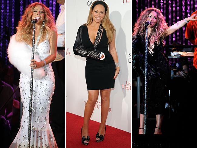 Mariah Carey rocks the plaster cast. Picture: Getty