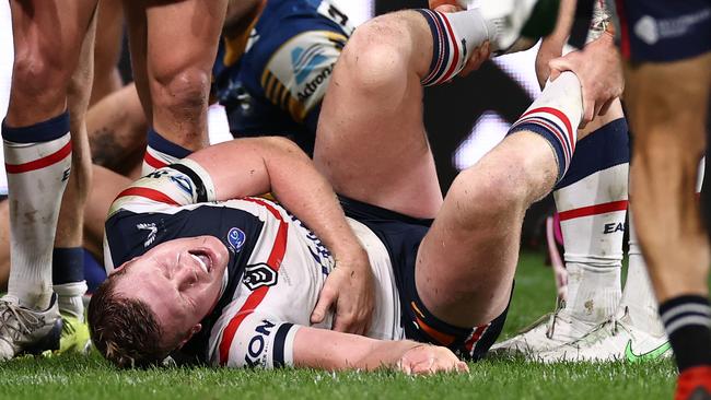 Drew Hutchison suffered a punctured lung and three broken ribs after copping knees in the back against Parramatta in Round 9. Picture: Cameron Spencer/Getty Images