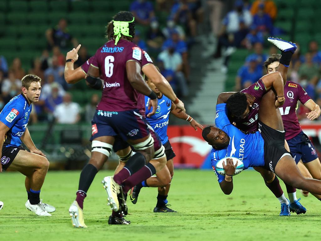 Hunter Paisami’s tackle on Manasa Mataele led to him being sin-binned. Picture: Paul Kane/Getty Images