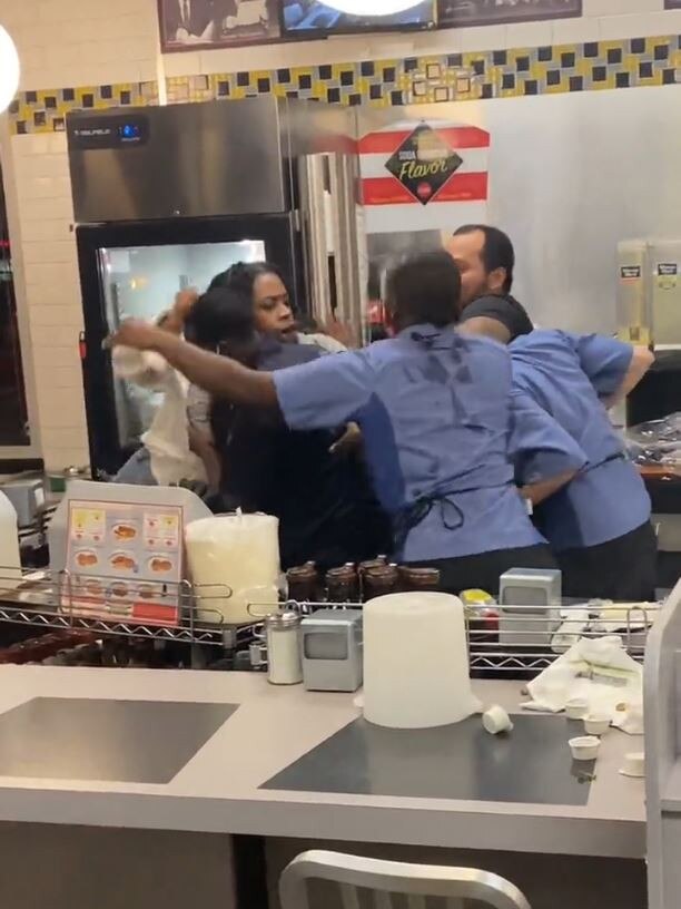 A dispute between employees and customers turned violent. Picture: Twitter/Wallstreet_Ray