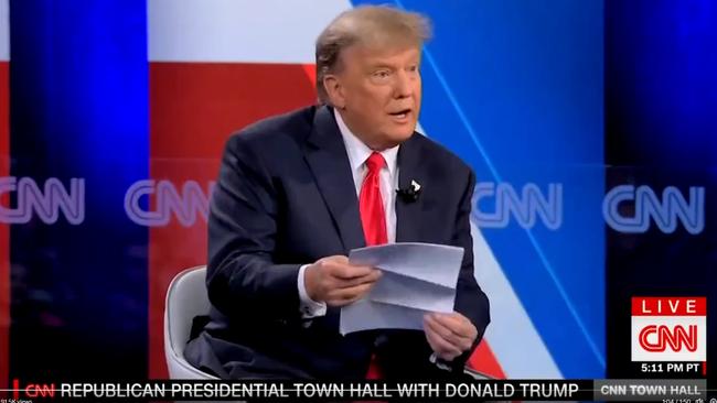 Donald Trump's CNN town hall. Picture: Twitter