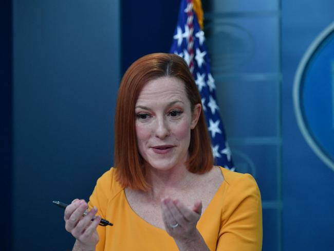 White House Press Secretary Jen Psaki speaks during a briefing in the James S. Brady Press Briefing Room of the White House. Picture: AFP