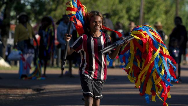 BARUNGA, AUSTRALIA. NewsWire Photos. JUNE 7, 2025. The Arnhem Crows fan Chantay Raggatt before her team meets the Katherine Camels to  kick off the womens Footy program at the 2025 Barunga Festival of music, sport art and Culture as the small indigenous community opens its self up to thousands of visitors. Picture Glenn CampbellPicture: NewsWire/ Glenn Campbell